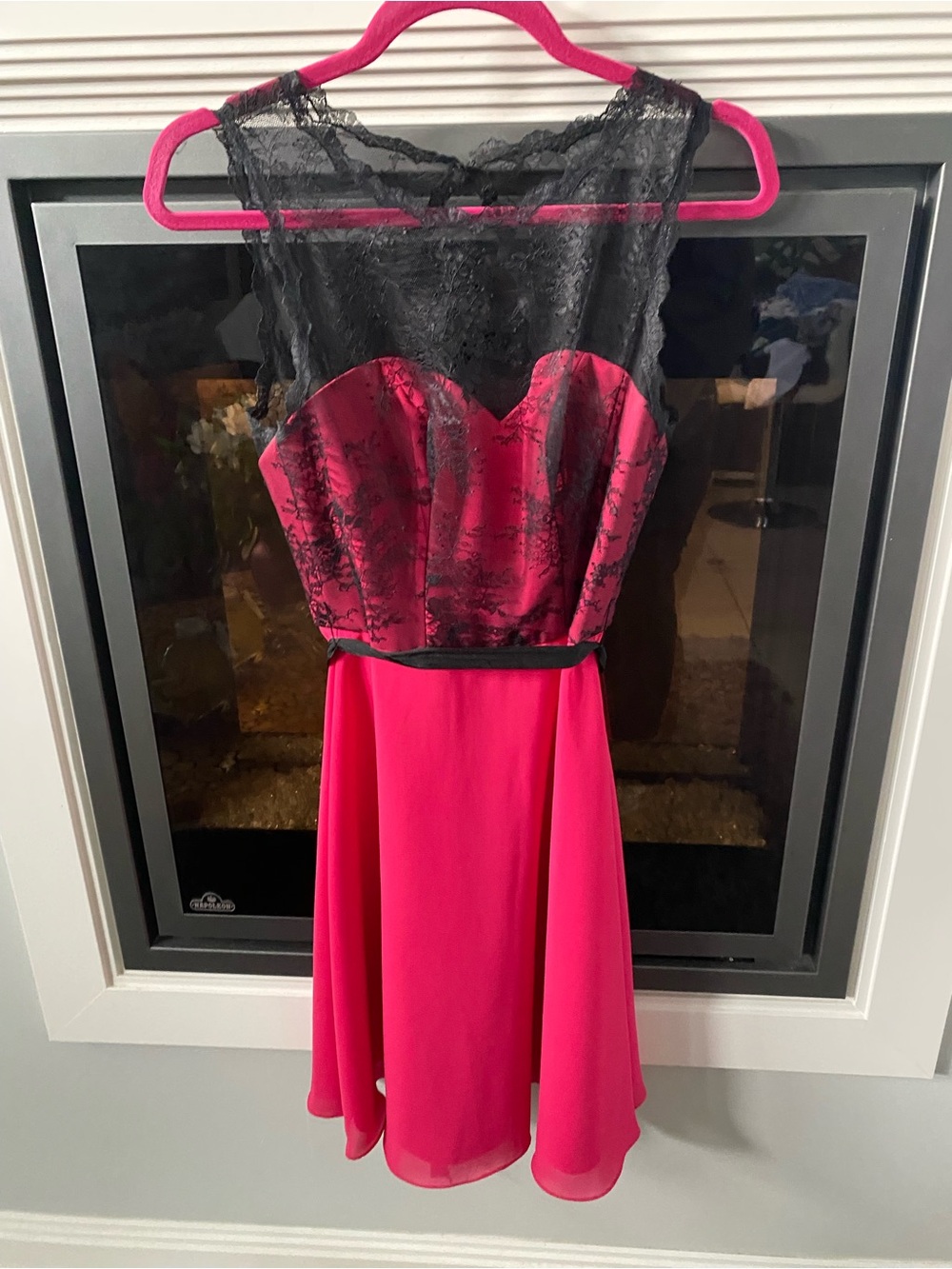 Women’s Sorella Vita Y2K Black Lace Pink Aline Party Dress - Sz 8